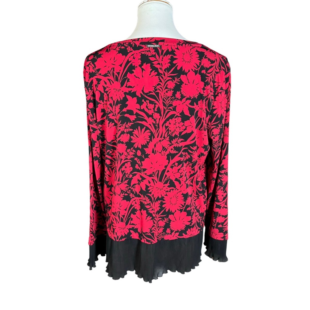 Michael Kors Women's Red And Black Floral Raspberry Tunic Top XL - Picture 3 of 11